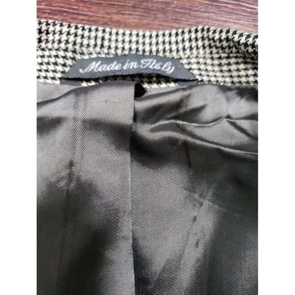 VTG Missoni Wool Long Sleeve Houndstooth Double Breasted Blazer White/Black 38 M - Picture 13 of 16